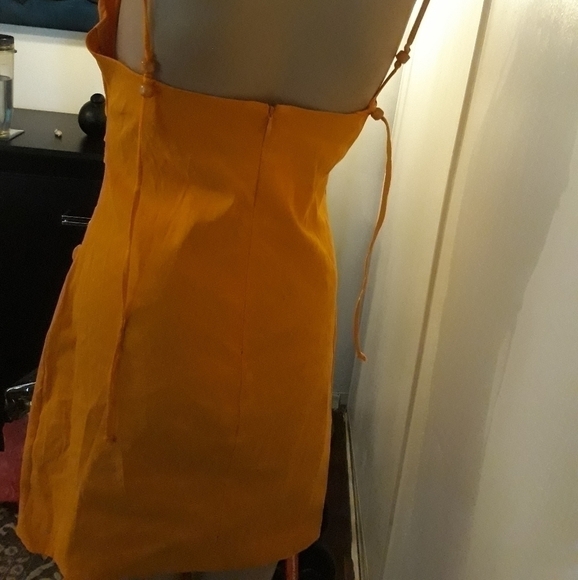 Zara sexy cocktail party linen blend orange dress size medium - Picture 4 of 4